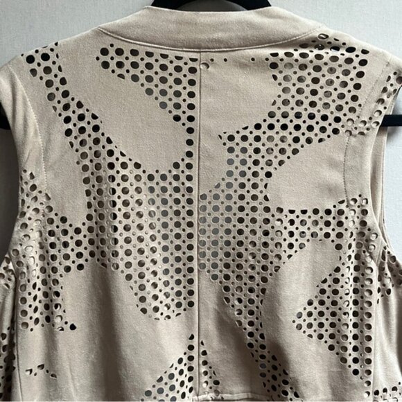 Melanie Lyne brushed suede sleeveless waterfall vest Sz L 22" PTP - Picture 7 of 10